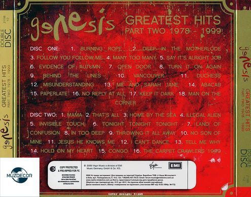 Genesis &ndash; Greatest Hits 1978-1999 Part Two (2008)  2 Audio CD-R