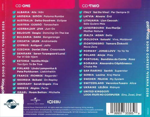 Eurovision 2026: Song Contest Vienna, 2 Audio CD-R