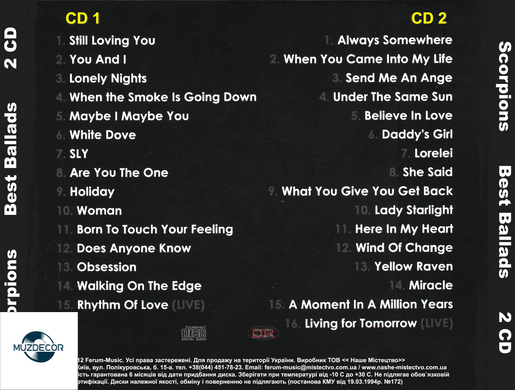 Scorpions - Best Ballads 2 Audio CD-R