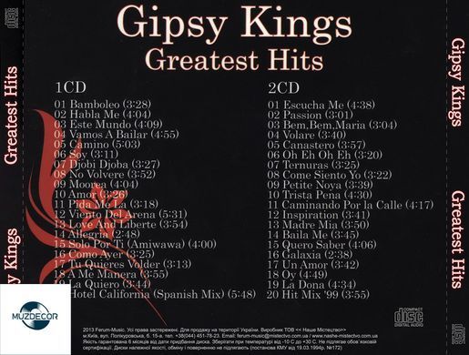 Gipsy Kings - Greatest Hits (2013) 2 Audio CD-R